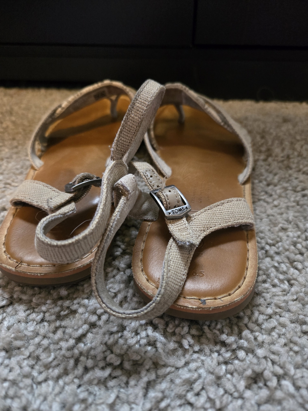 TOMS Woven Strappy Ankle-Sling Sandals — Neutral Beige - Picture 3 of 3